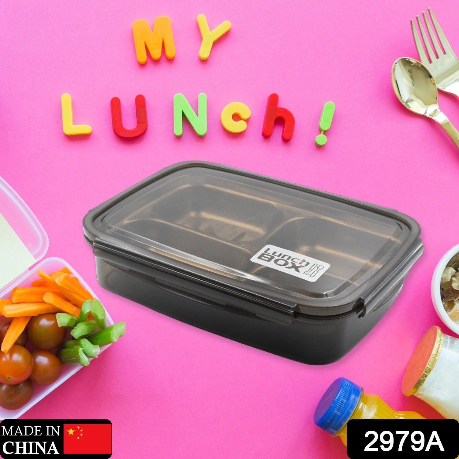 2979A Black Transparent 4 Compartment Lunch Box for Kids and adults, Stainless Steel Lunch Box with 4 Compartments For Office, Travel, School, Home 2979A Black Transparent 4 Compartment Lunch Box for Kids and adults, Stainless Steel Lunch Box with 4 Compartments For Office, Travel, School, Home